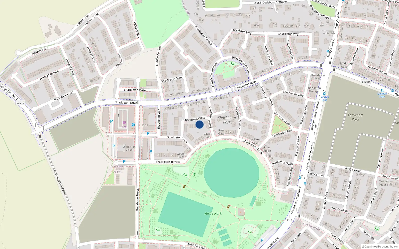 Overhead map showing the location of 2 Shackleton Cross, Lucan