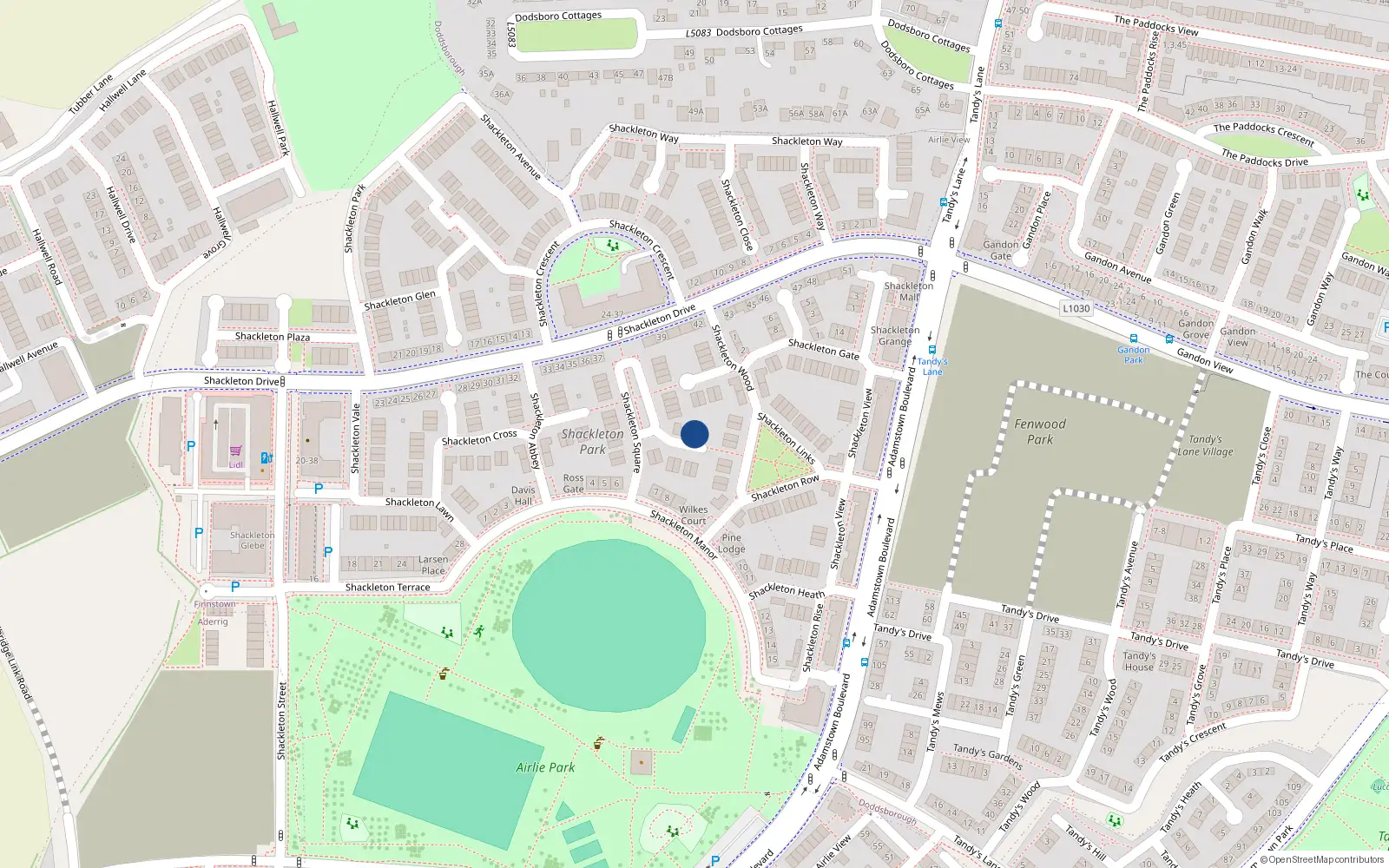 Overhead map showing the location of 2 Shackleton Glade, Lucan