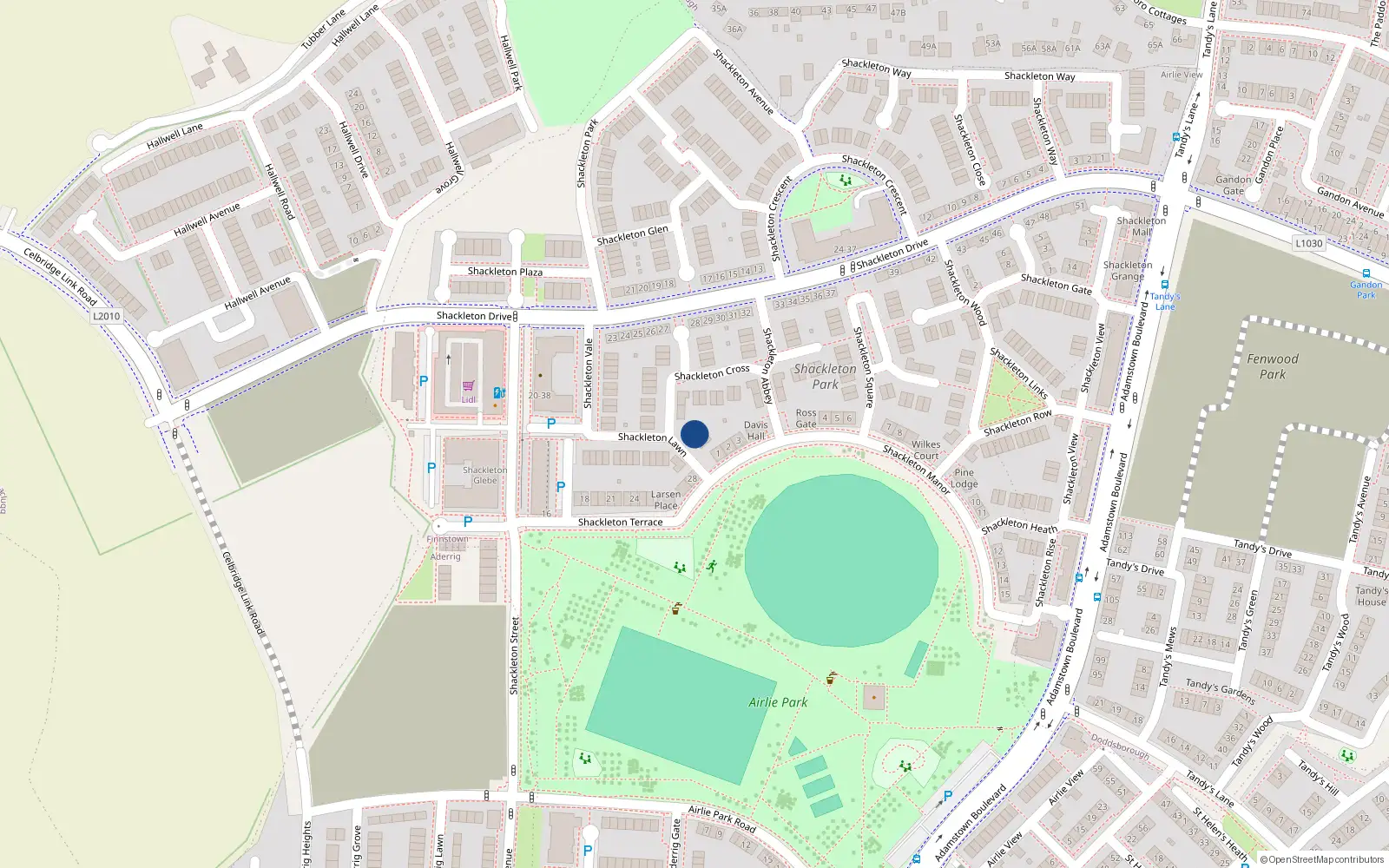 Overhead map showing the location of 2 Shackleton Lawn, Lucan