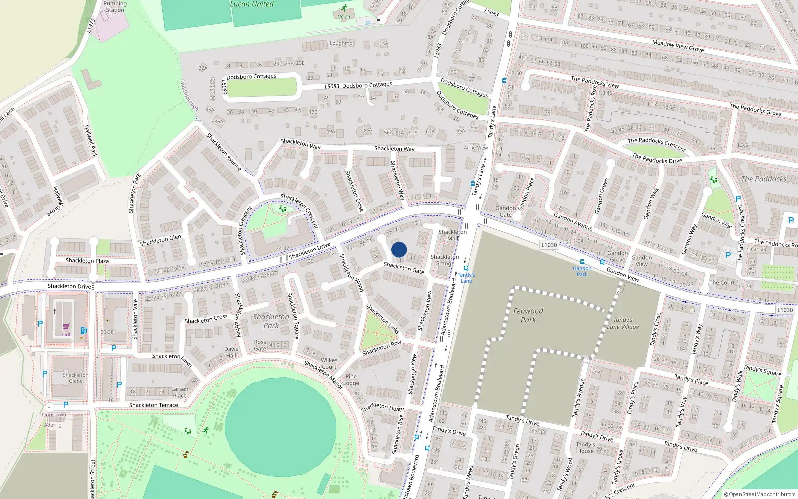 Overhead map showing the location of 2 Shackleton Lodge, Finnstown