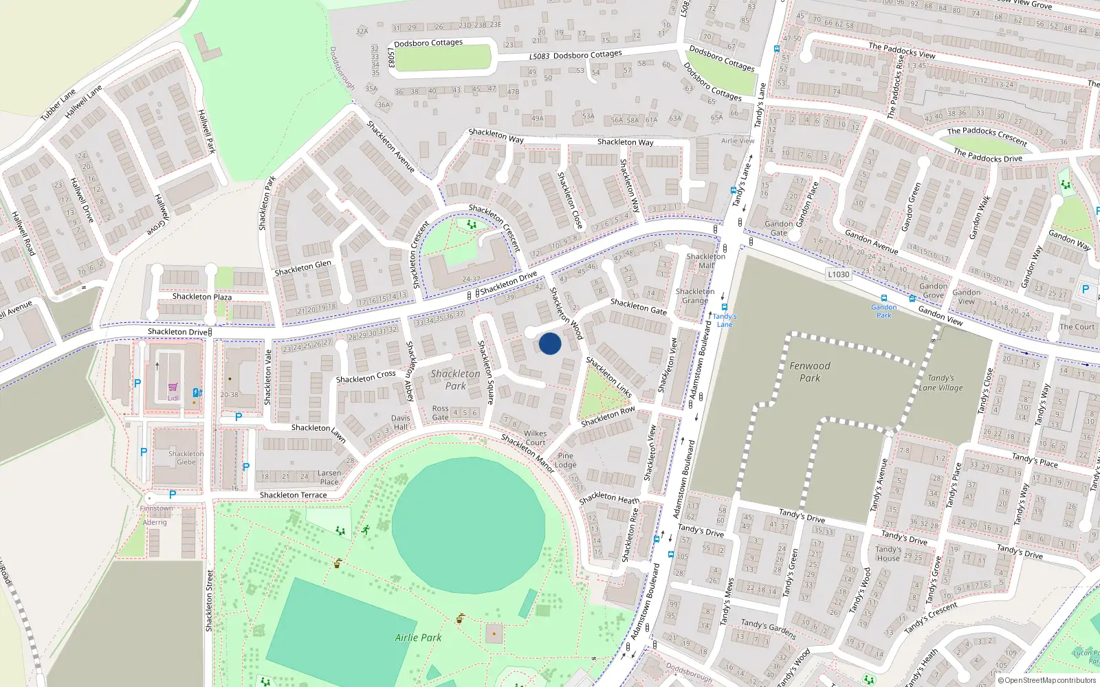 Overhead map showing the location of 2 Shackleton Mews, Lucan