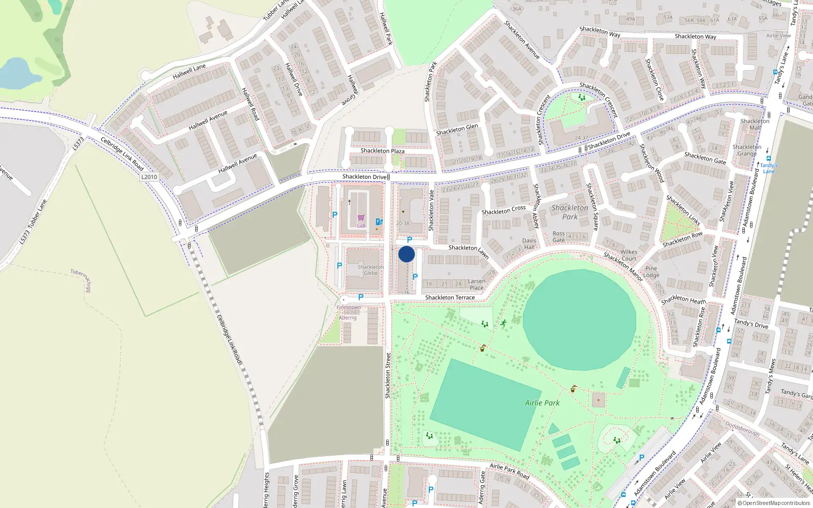 Overhead map showing the location of 2 Shackleton Terrace, Finnstown