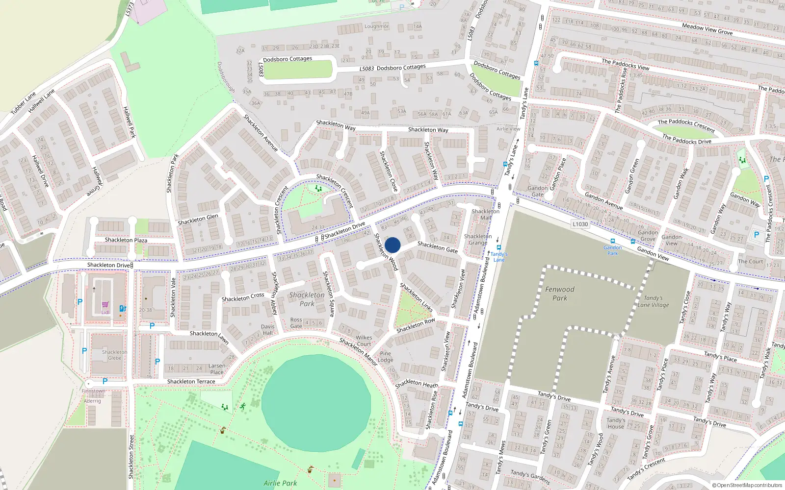 Overhead map showing the location of 2 Shackleton Wood, Lucan