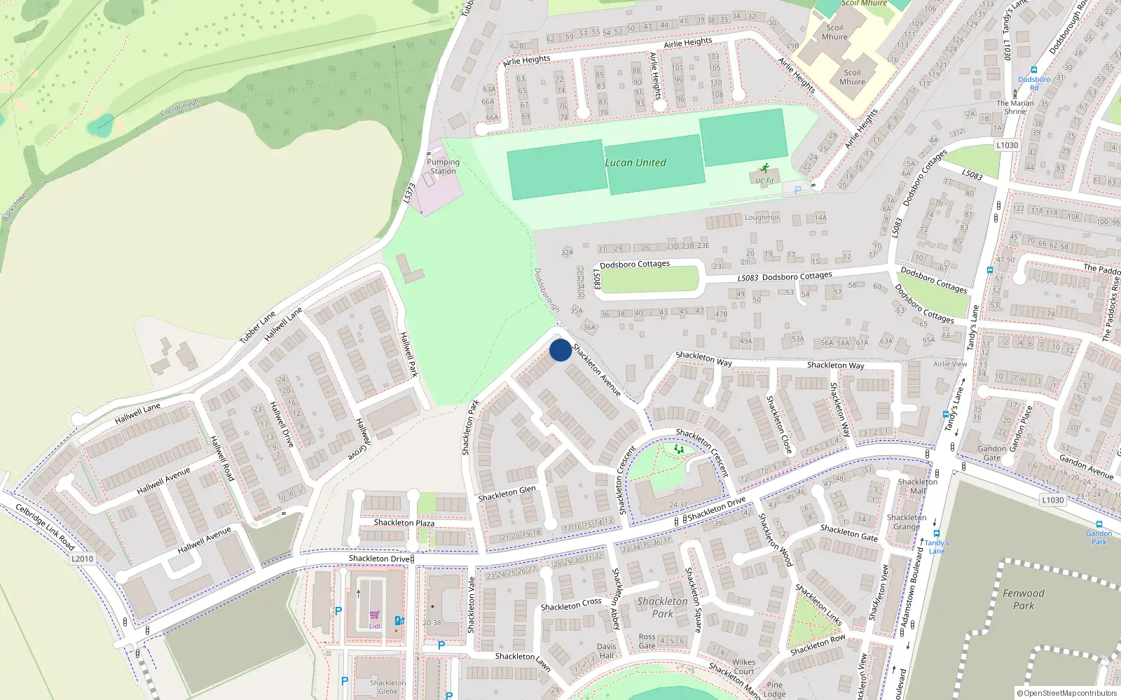 Overhead map showing the location of 2 Shakleton Park, Shakleton Park, Lucan