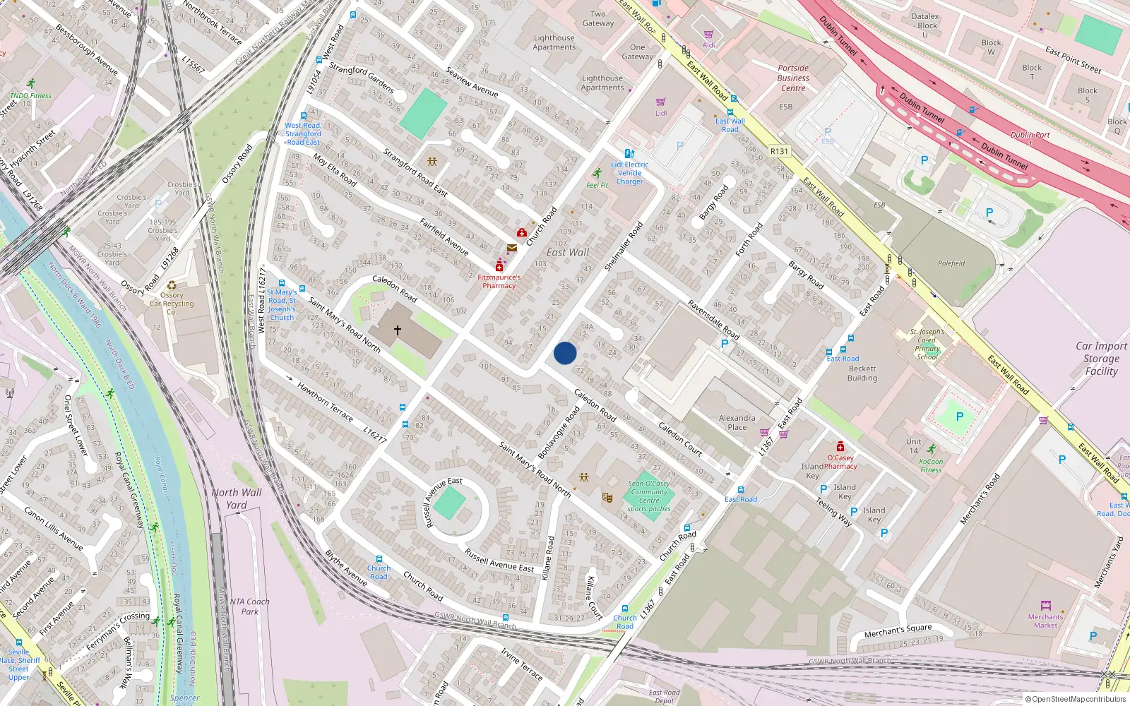 Overhead map showing the location of 2 Shelmalier Road, Dublin 3