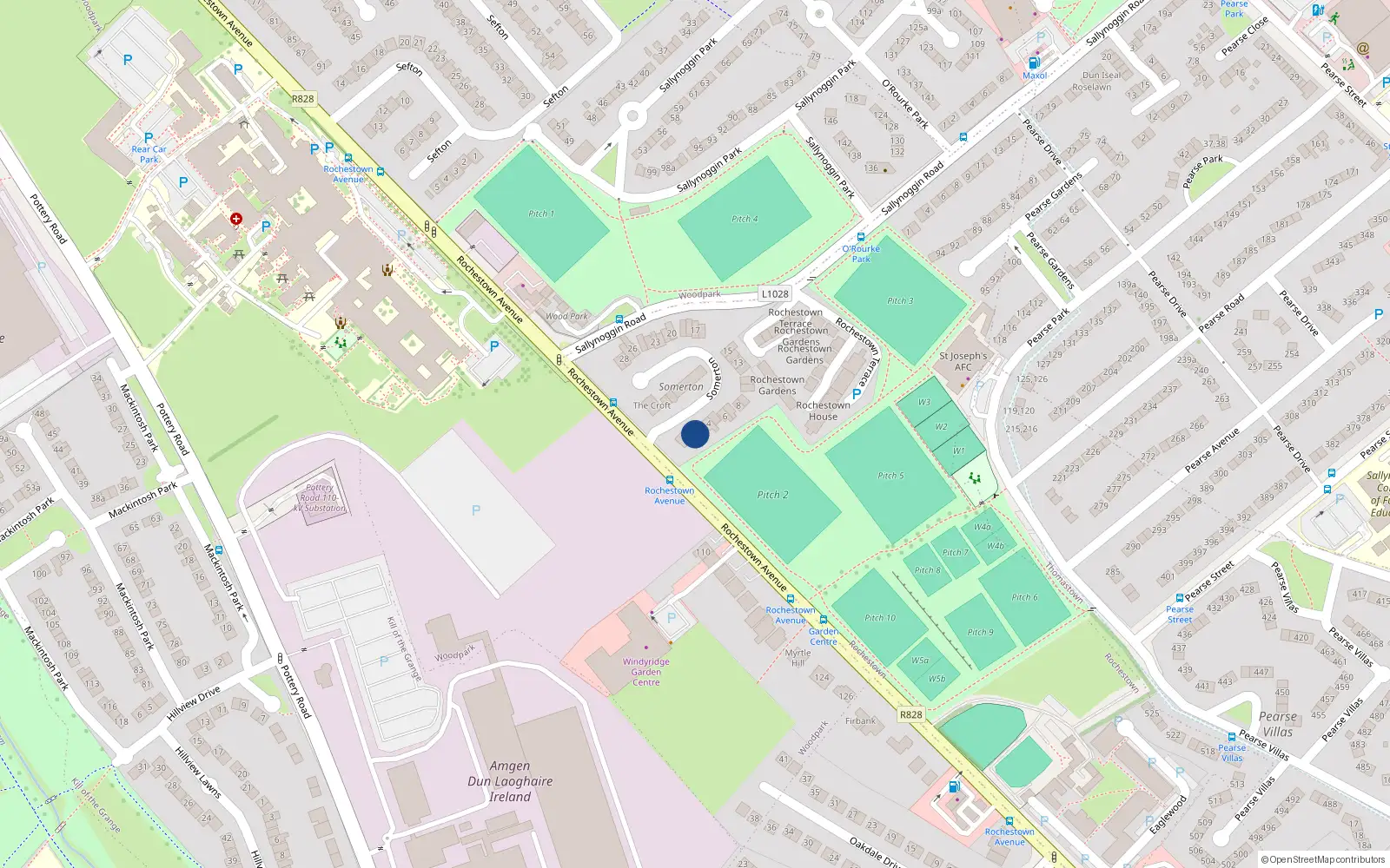 Overhead map showing the location of 2 Somerton, Dublin