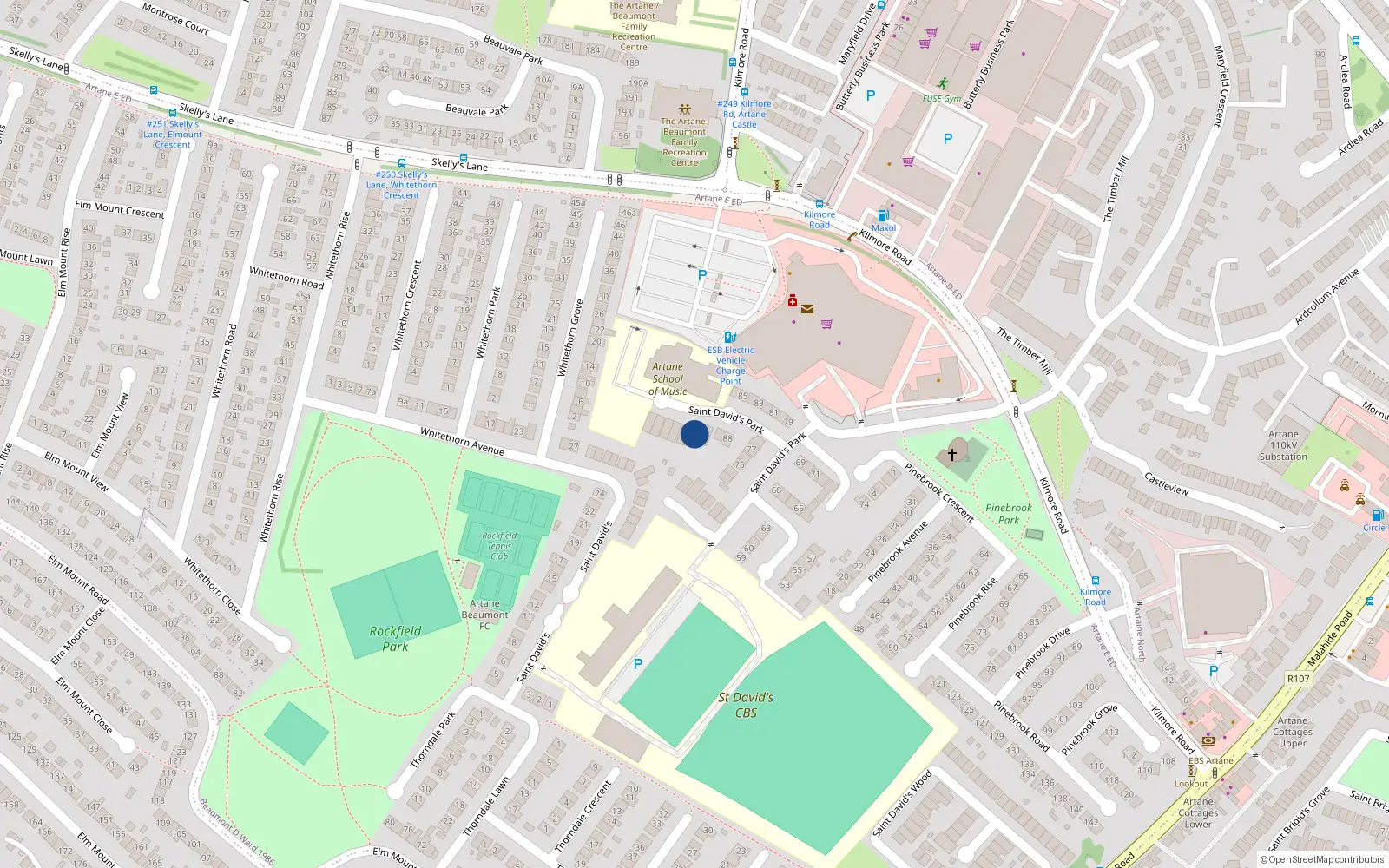 Overhead map showing the location of 2 St Davids Grove, Artane, Dublin 5