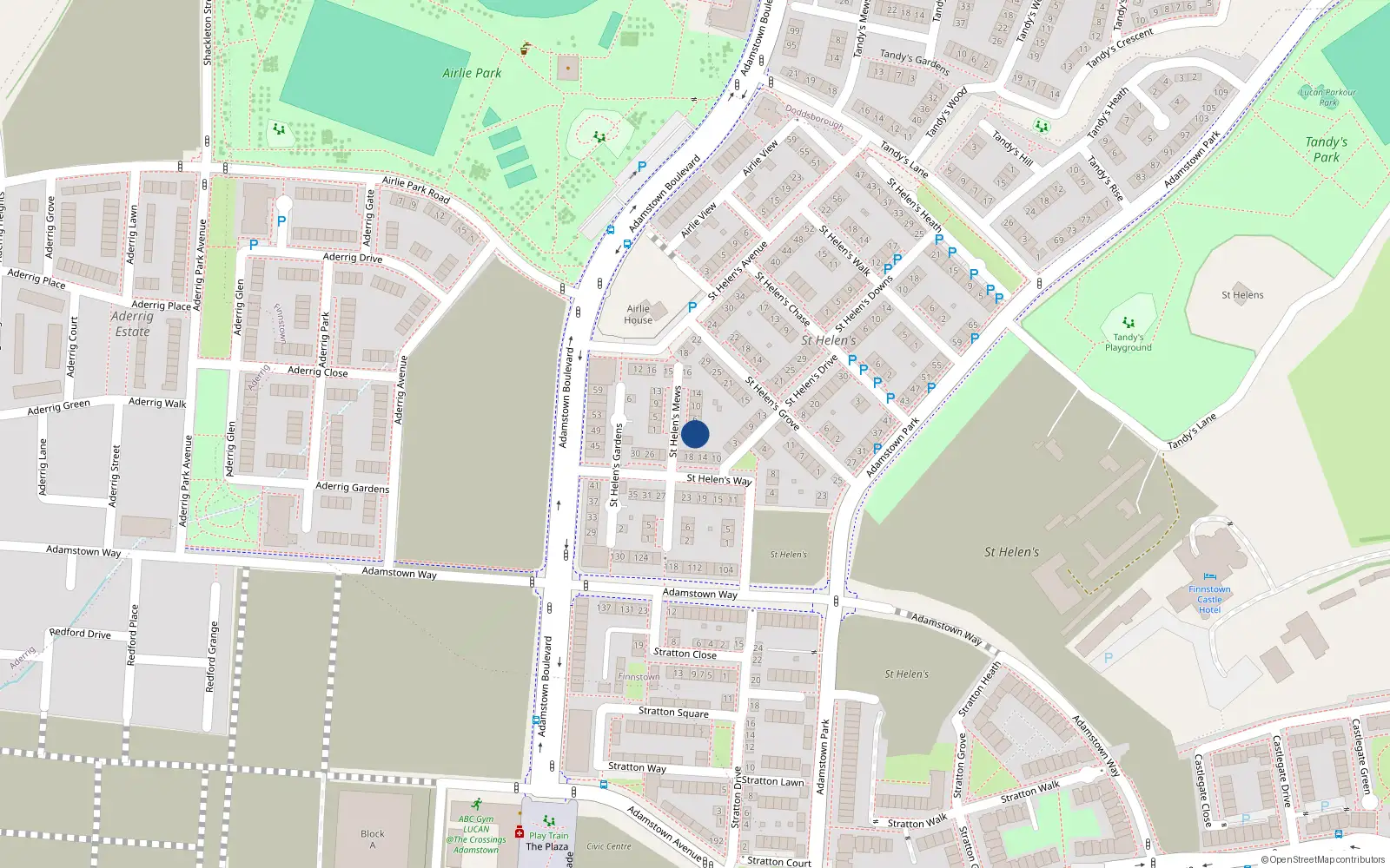 Overhead map showing the location of 2 Saint Helens Mews, Lucan