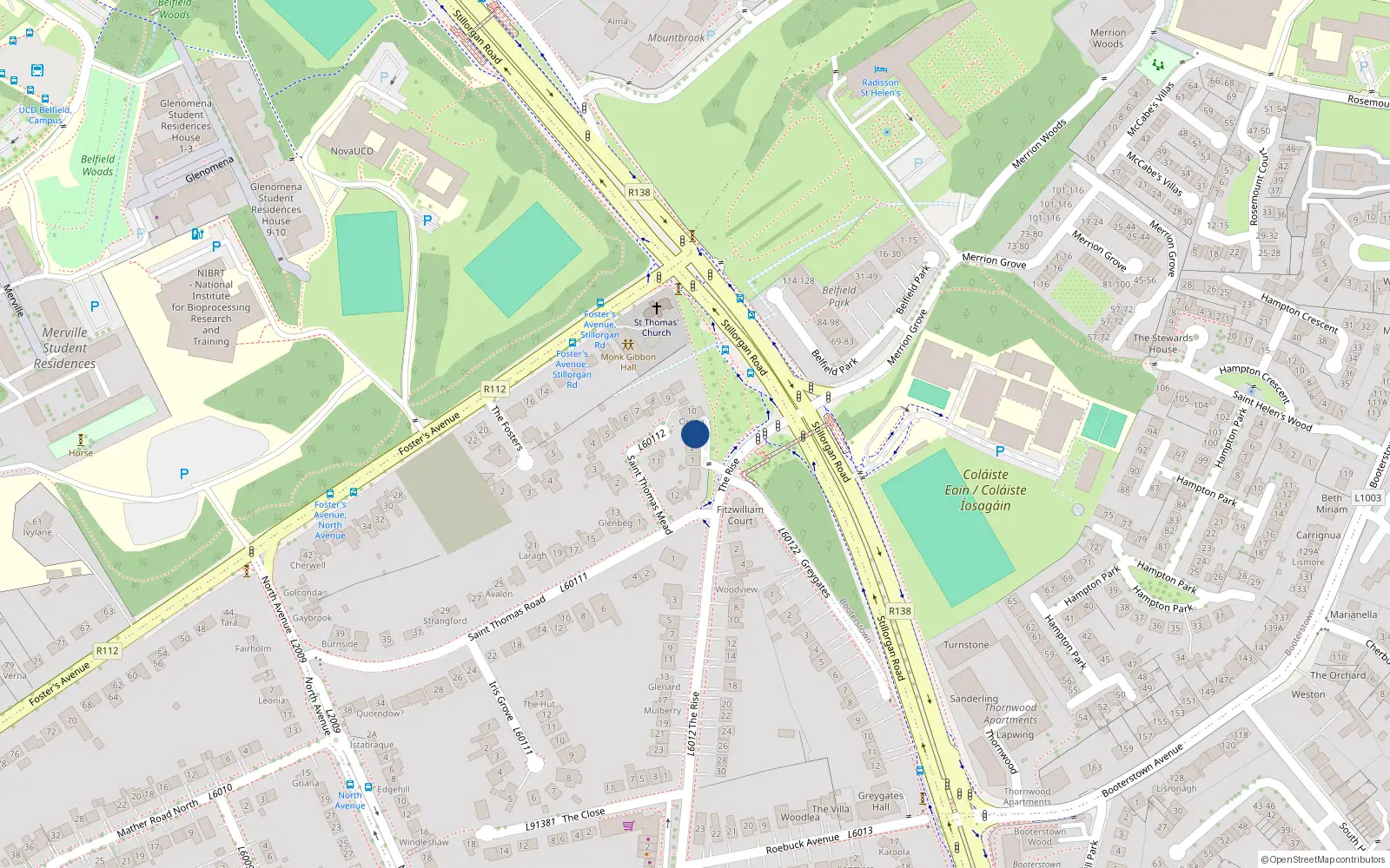 Overhead map showing the location of 2 St Thomas Wood, The Rise, Mount Merrion
