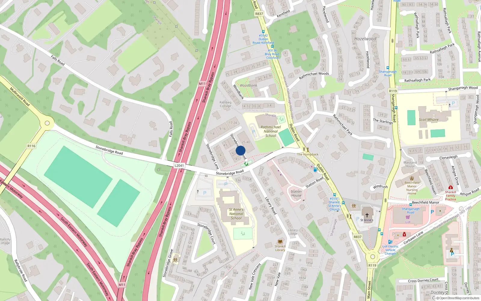 Overhead map showing the location of 2 Stonebridge Wood, Dublin