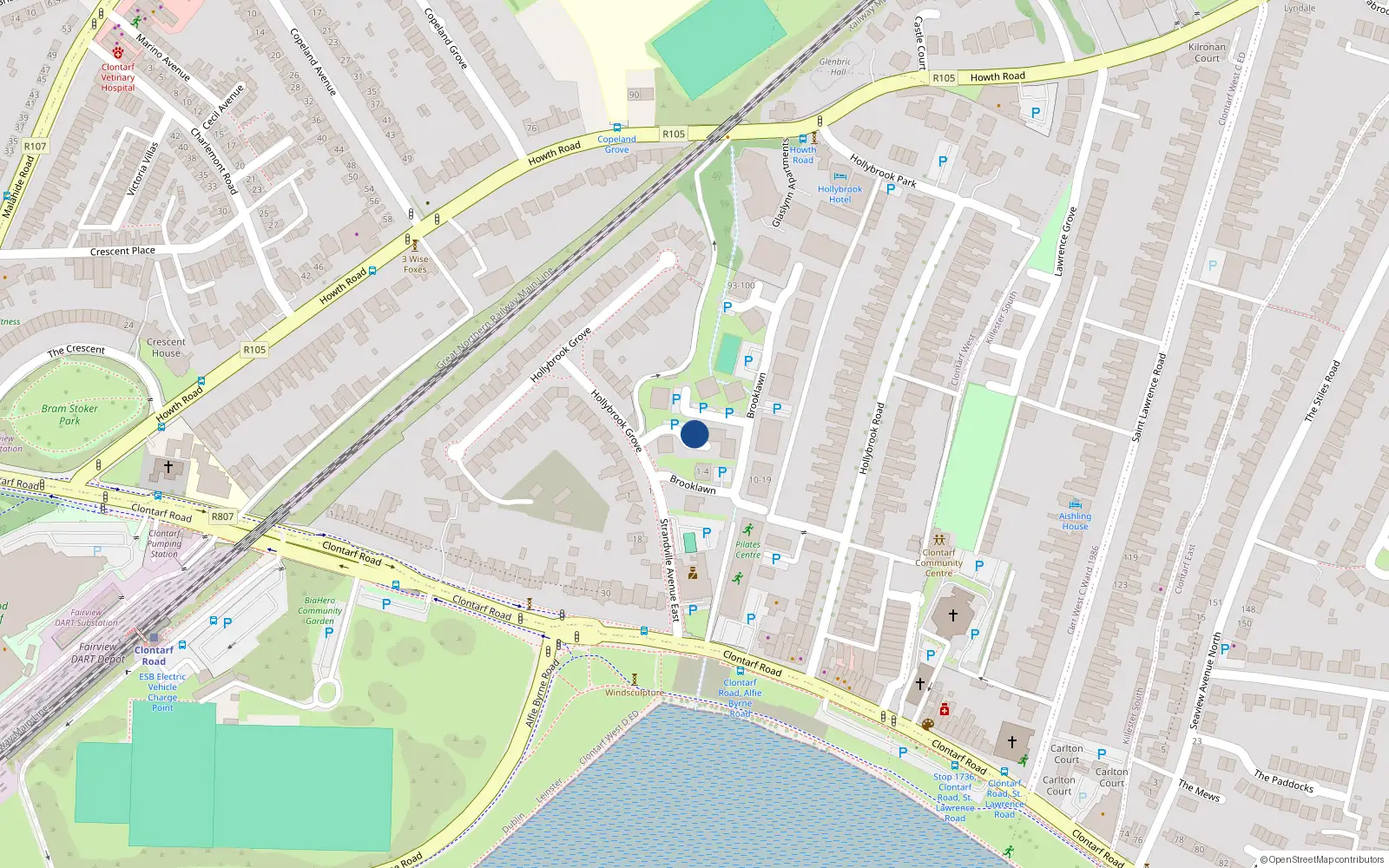 Overhead map showing the location of 2 Strandville House, Strandville Avenue East, Clontarf