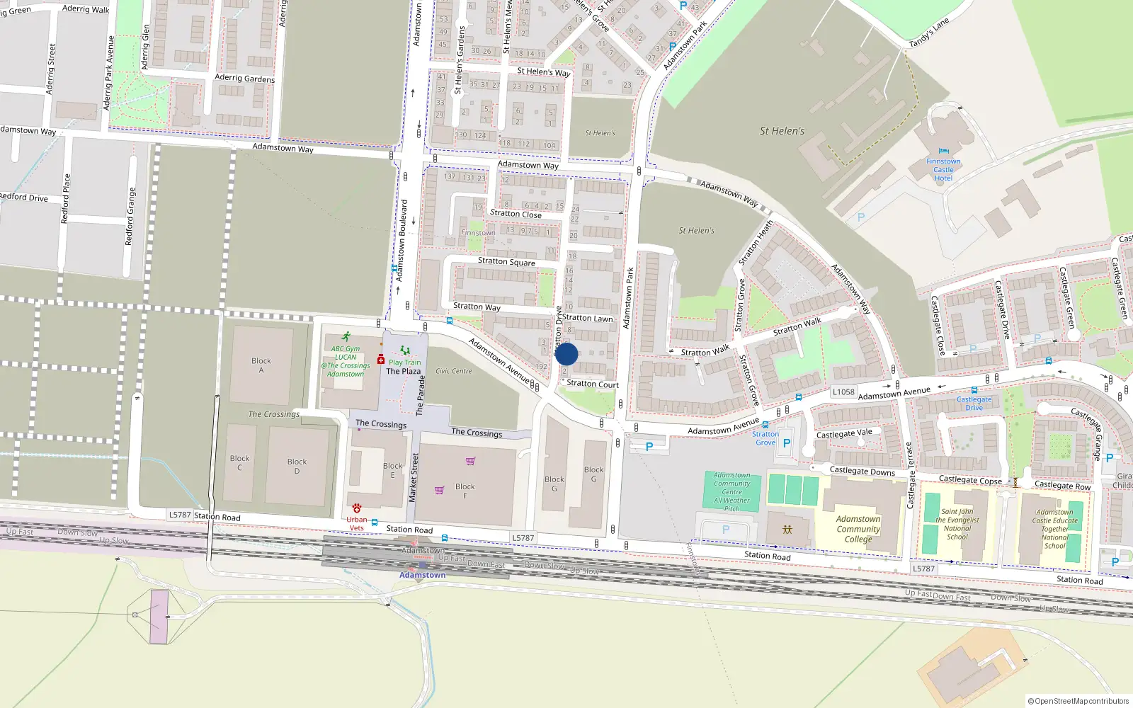 Overhead map showing the location of 2 Stratton Drive, Lucan