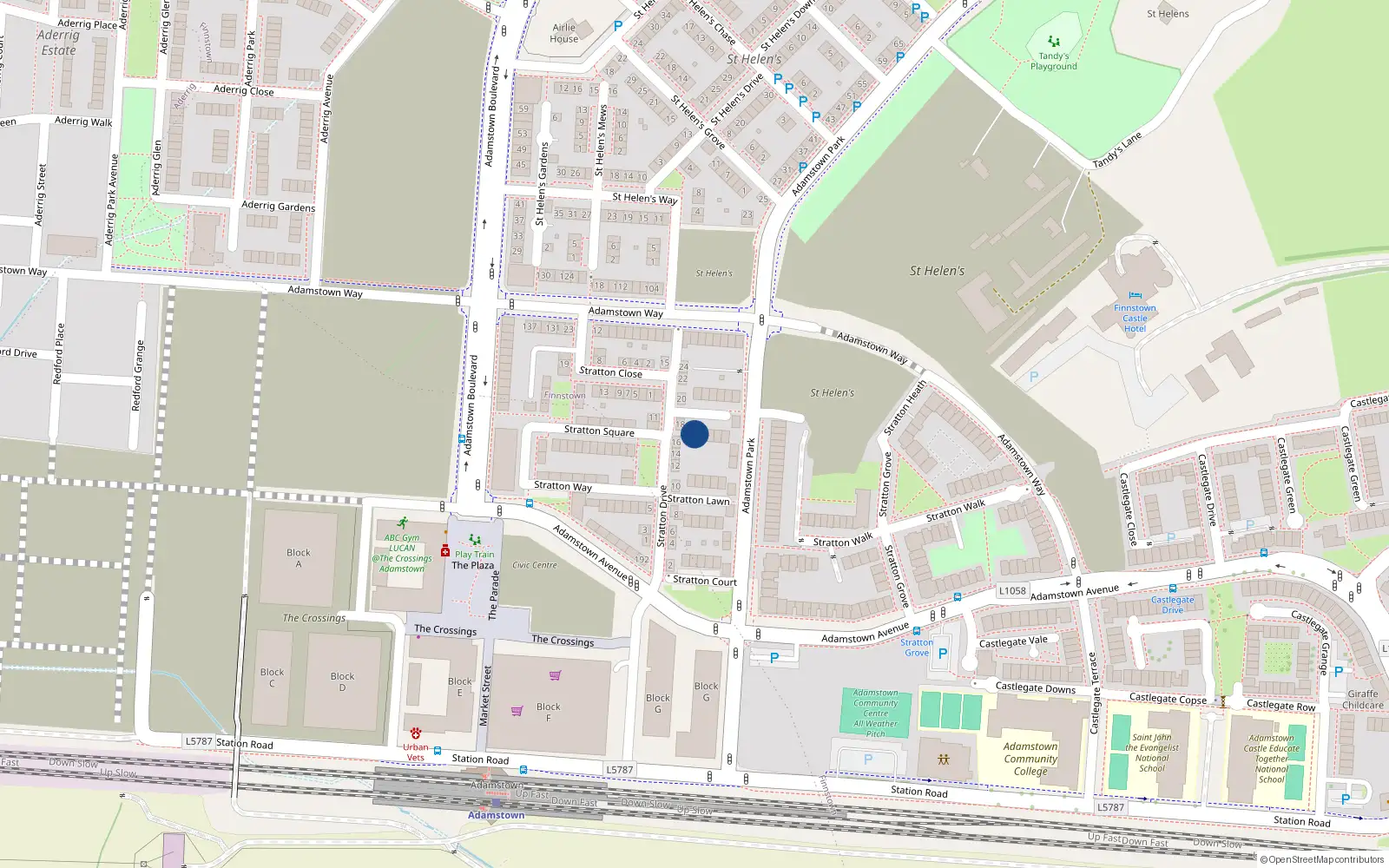 Overhead map showing the location of 2 Stratton Vale, Lucan