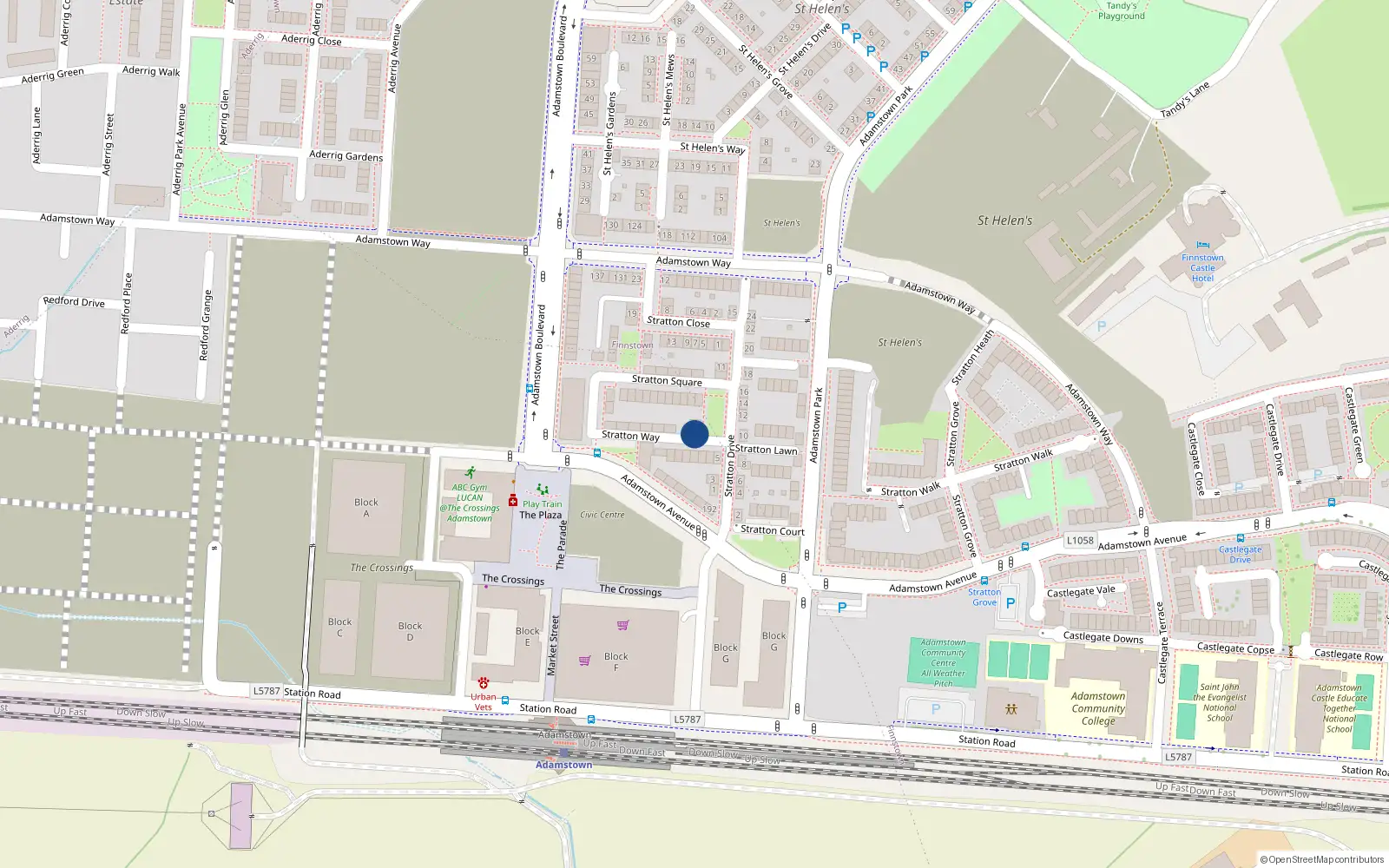 Overhead map showing the location of 2 Stratton Way, Lucan
