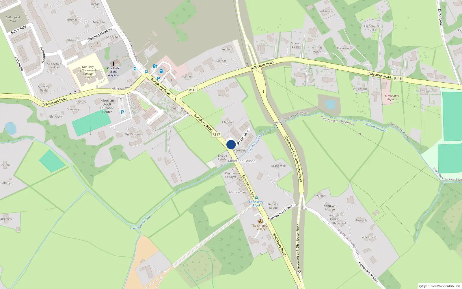 Overhead map showing the location of 2 Struan Glen, Enniskerry Road, Kilternan