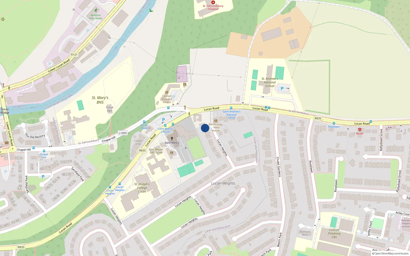 Overhead map showing the location of 2 the Cloisters, Lucan Heights, Lucan