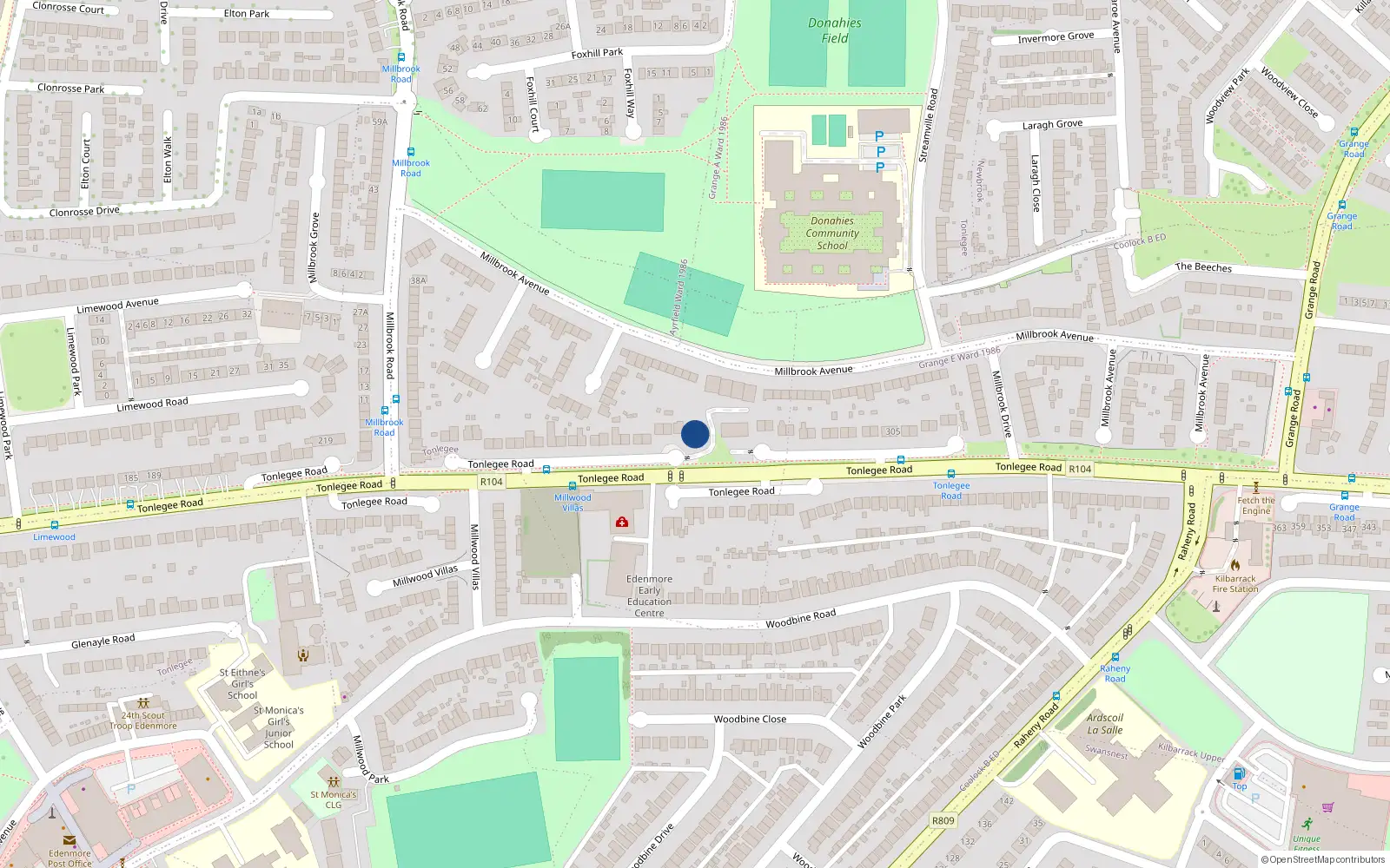 Overhead map showing the location of 2 The Gables, Dublin 5