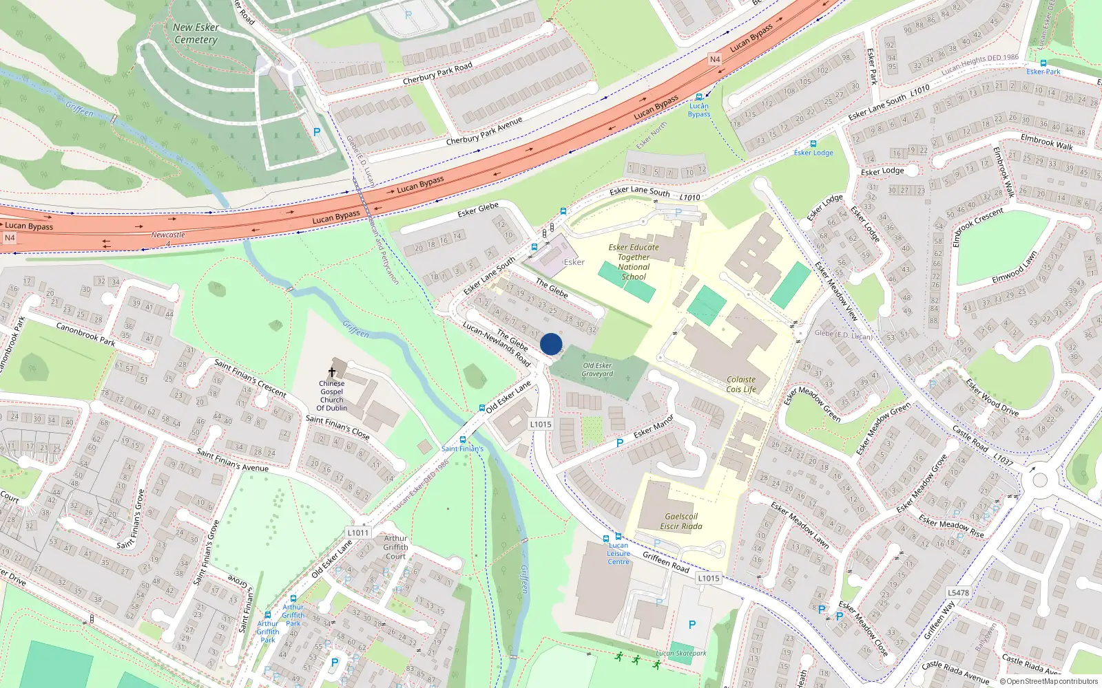 Overhead map showing the location of 2 The Glebe, Lucan