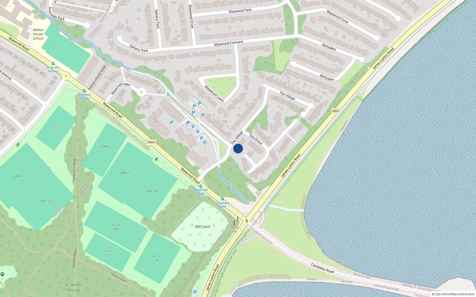 Overhead map showing the location of 2 The Grove, Dublin 5