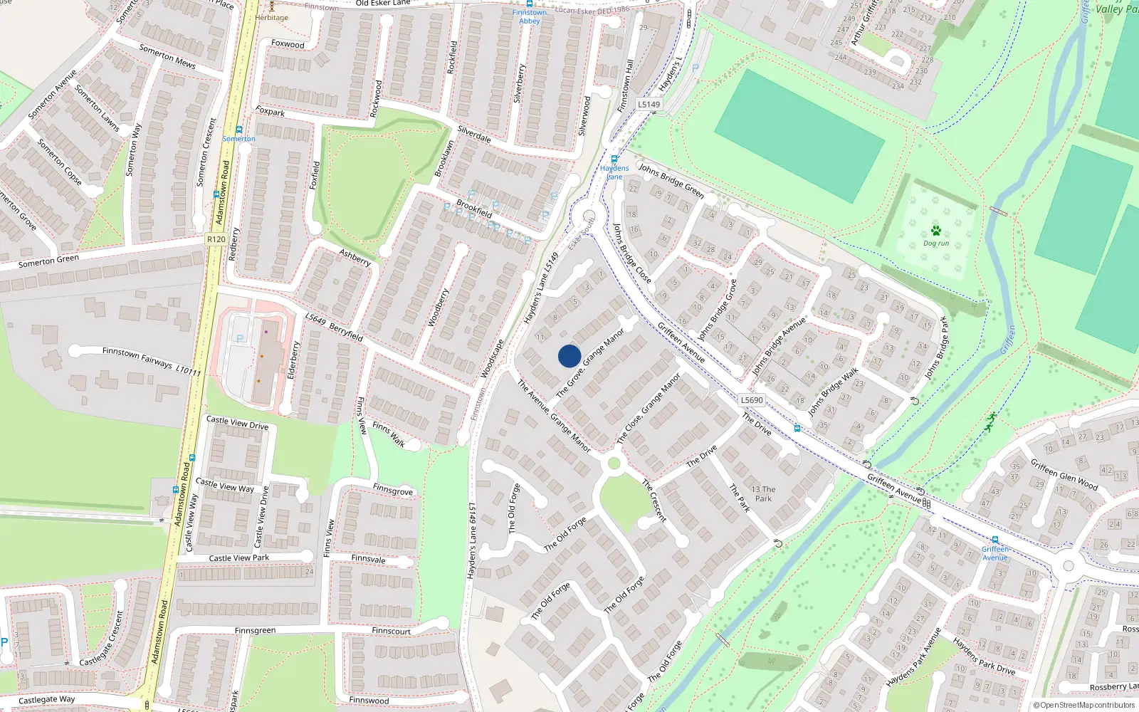 Overhead map showing the location of 2 The Grove, Lucan