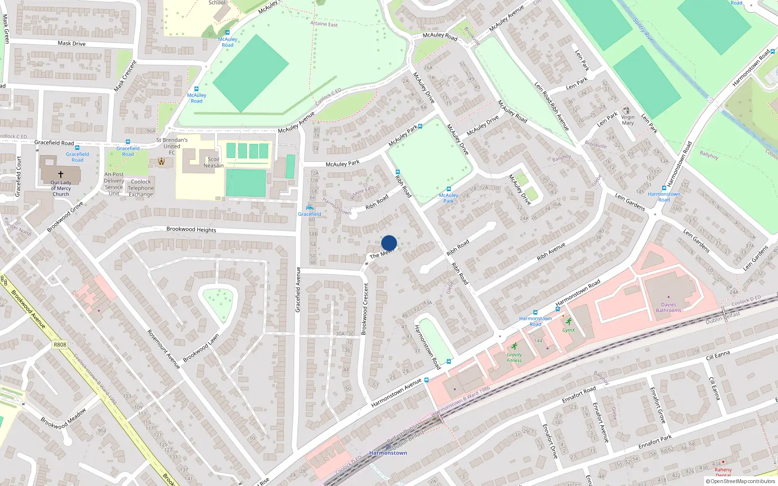 Overhead map showing the location of 2 the Mews, 4 Brookwood Crescent, Dublin 5