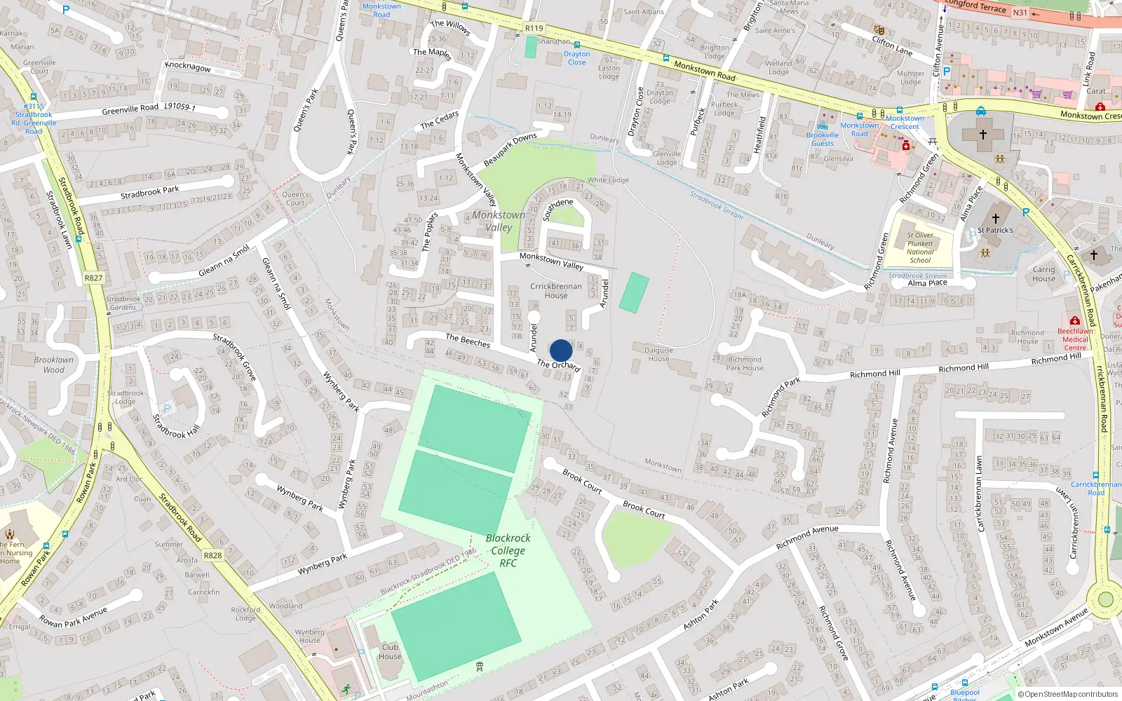Overhead map showing the location of 2 the Orchard, Monkstown Valley, Monkstown