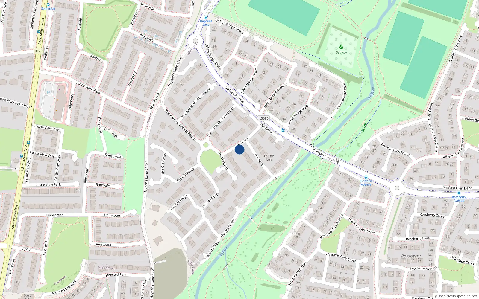 Overhead map showing the location of 2 The Park, Lucan