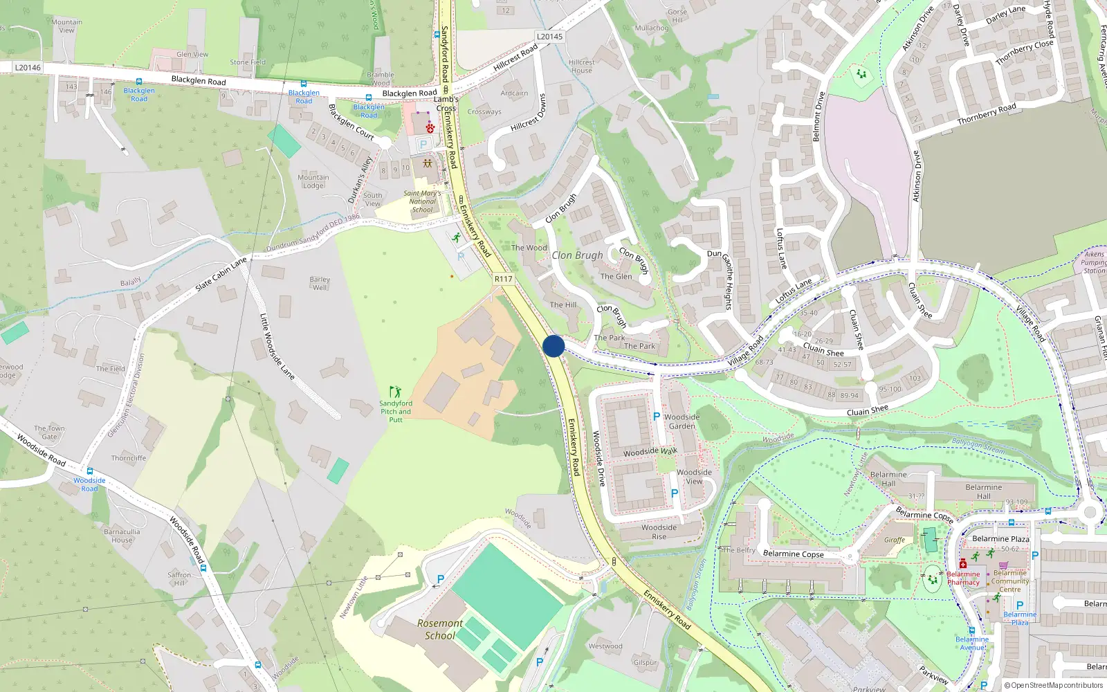 Overhead map showing the location of 2 Thornberry Drive, Belmont Aiken's Village, Stepaside