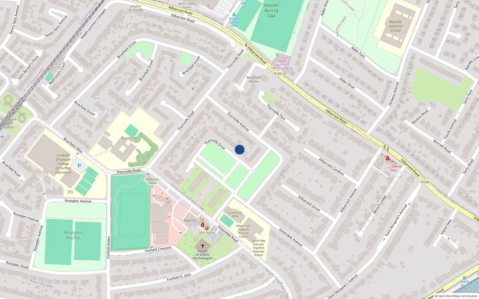 Overhead map showing the location of 2 Thornville Drive, Dublin 5