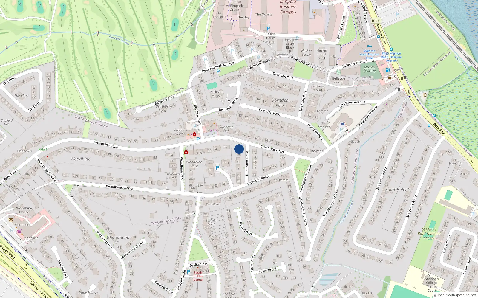 Overhead map showing the location of 2 Trimleston Drive, Trimleston or Owenstown