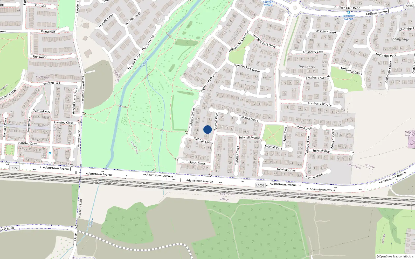 Overhead map showing the location of 2 Tullyhall Green, Lucan