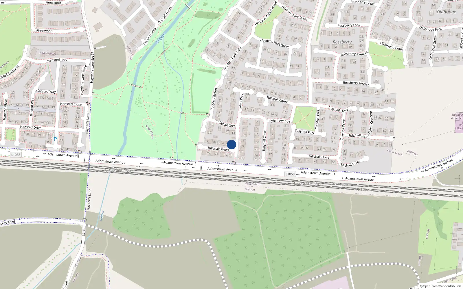 Overhead map showing the location of 2 Tullyhall Mews, Lucan