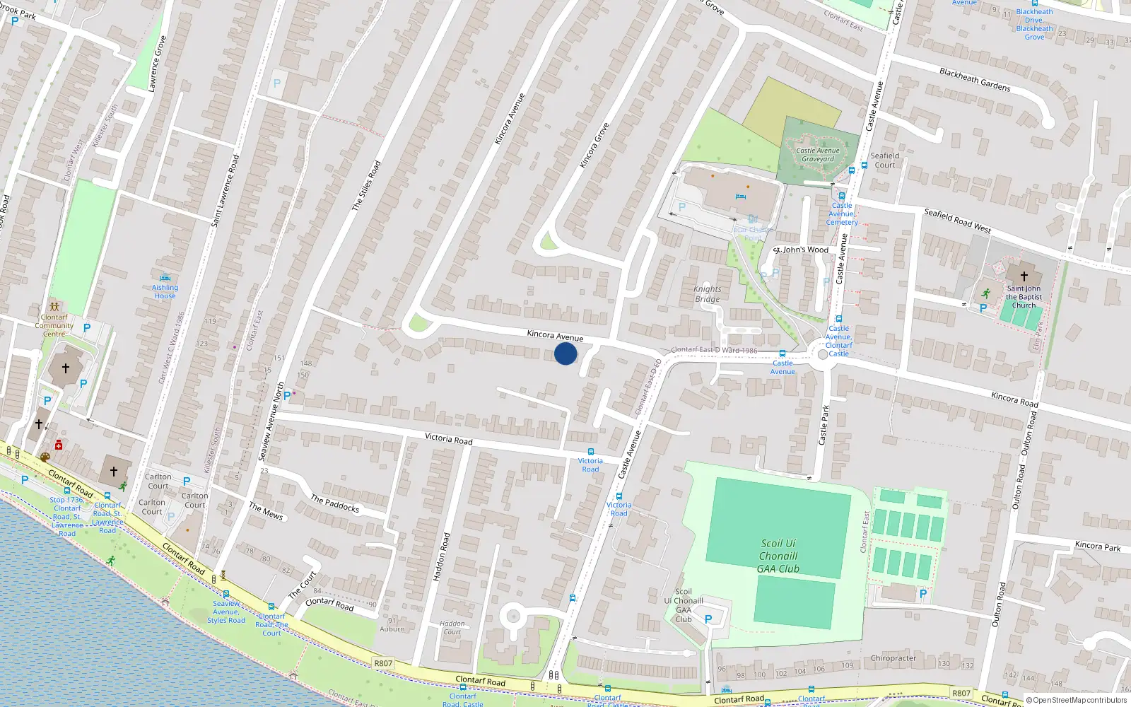 Overhead map showing the location of 2 Walpole Mews, 3 Kincora Avenue, Dublin 3