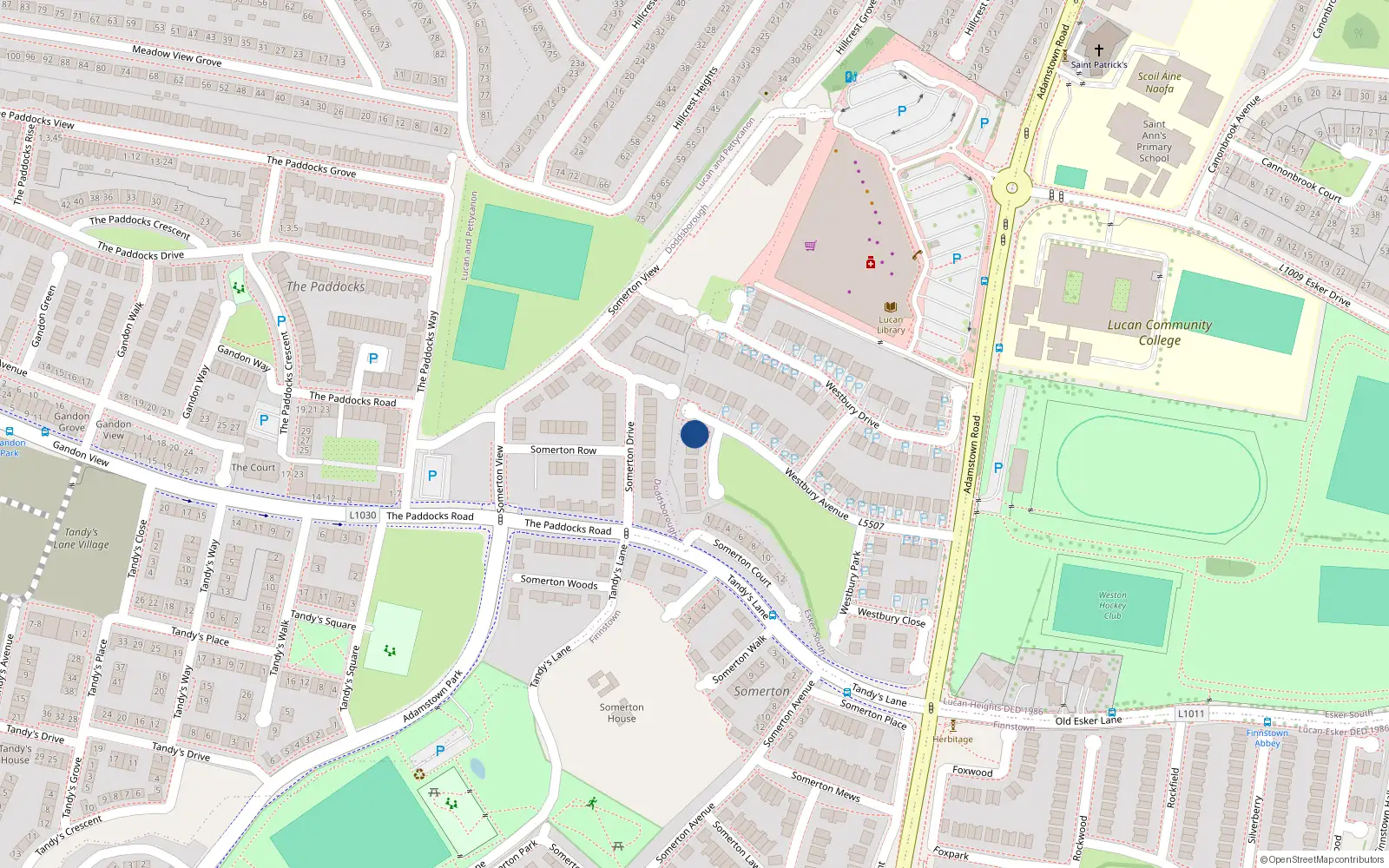 Overhead map showing the location of 2 Westbury Grove, Lucan