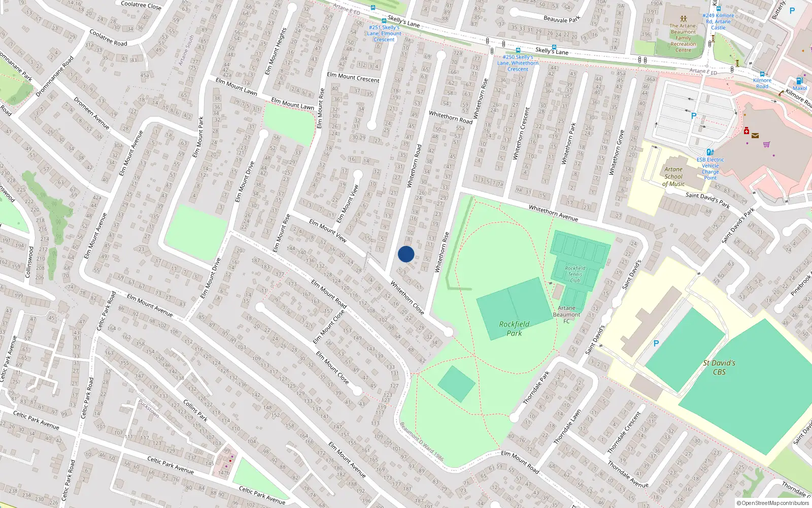 Overhead map showing the location of 2 Whitehorn Road, Artane, Dublin 5