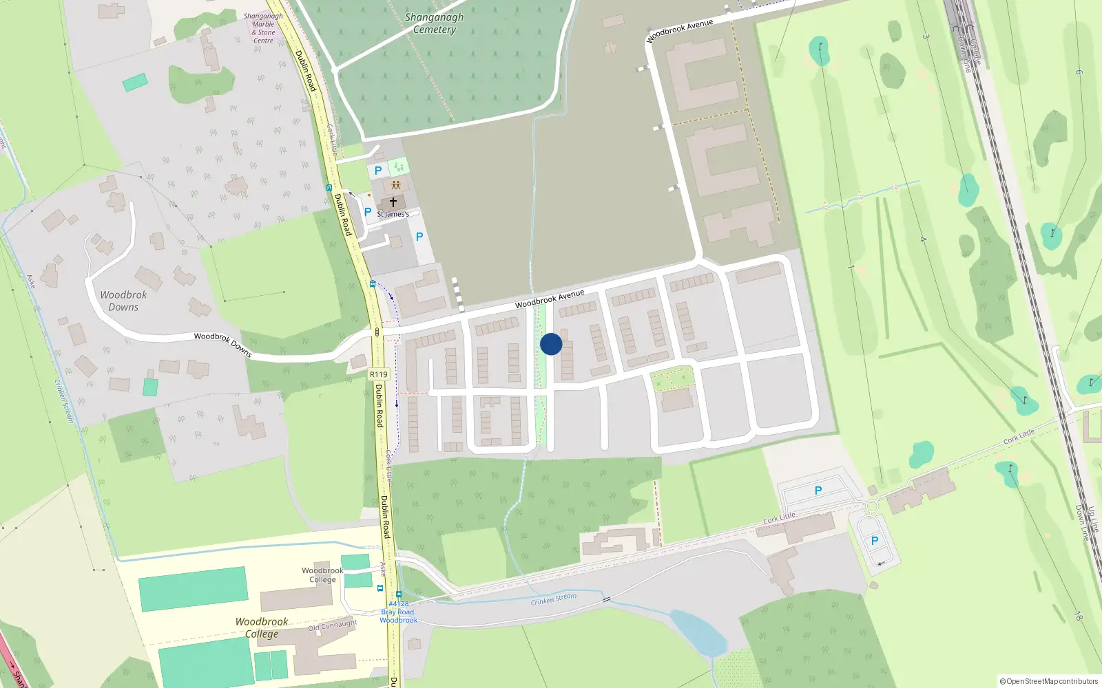 Overhead map showing the location of 2 Woodbrook Copse, Cork Little