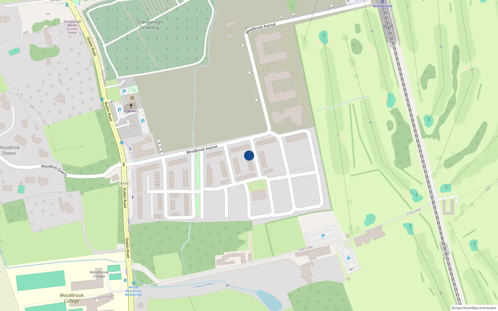 Overhead map showing the location of 2 Woodbrook Elms, Bray