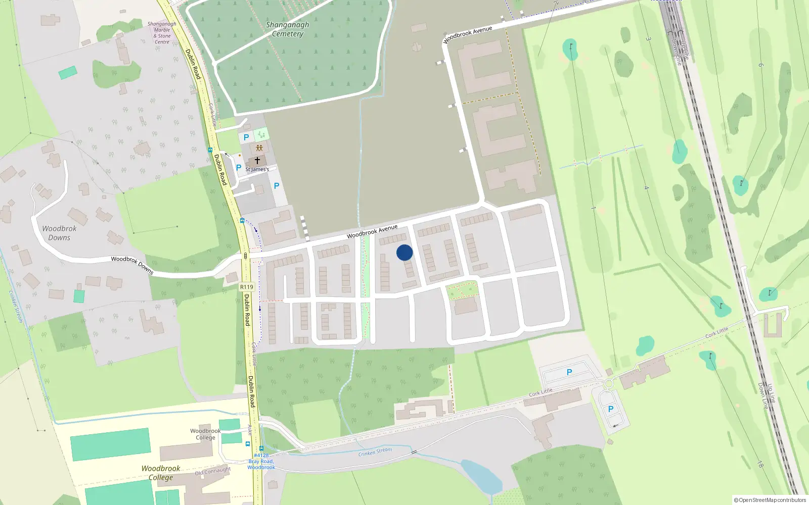 Overhead map showing the location of 2 Woodbrook Vale, Shankill