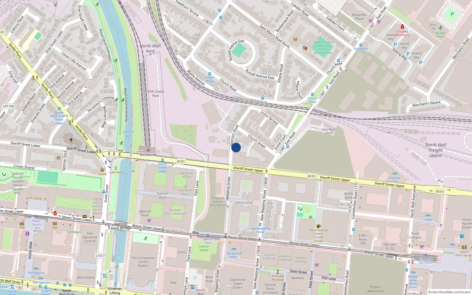 Overhead map showing the location of 20 Abercorn Road, Dublin 3, Dublin
