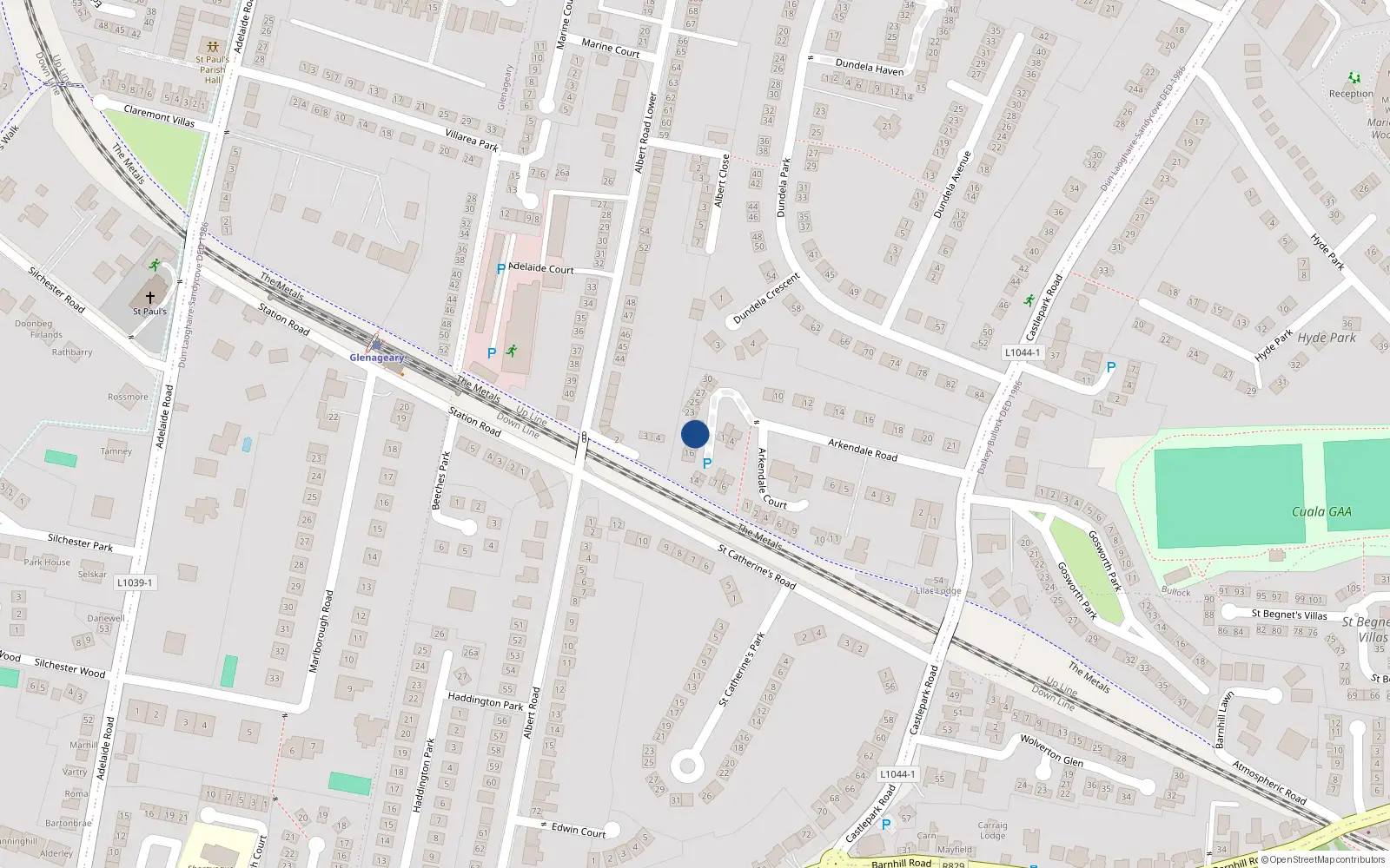 Overhead map showing the location of 20 Arkendale Woods, Dublin