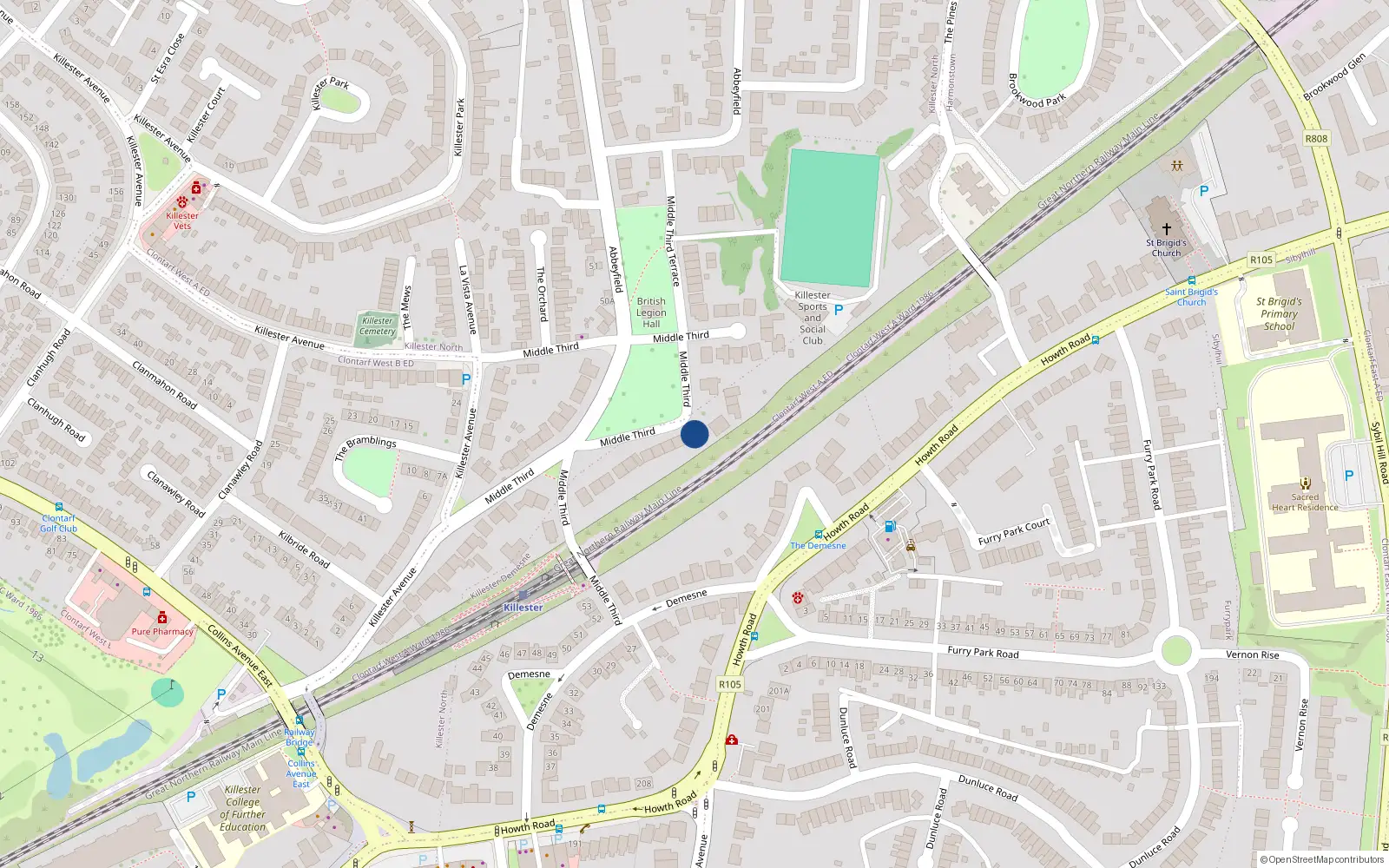 Overhead map showing the location of 20B Middle Third, Dublin 5