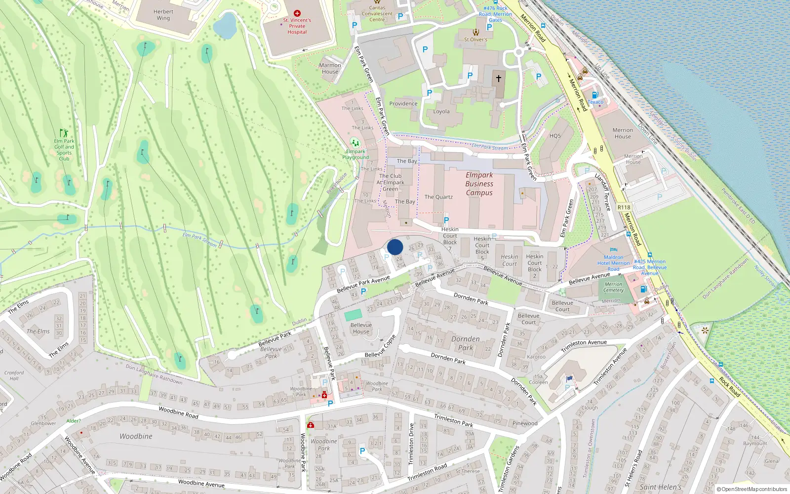 Overhead map showing the location of 20 Bellevue Park Avenue, Priesthouse