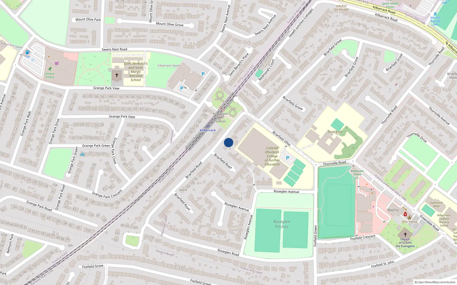 Overhead map showing the location of 20 Briarfield Road, Kilbarrack, Dublin 5