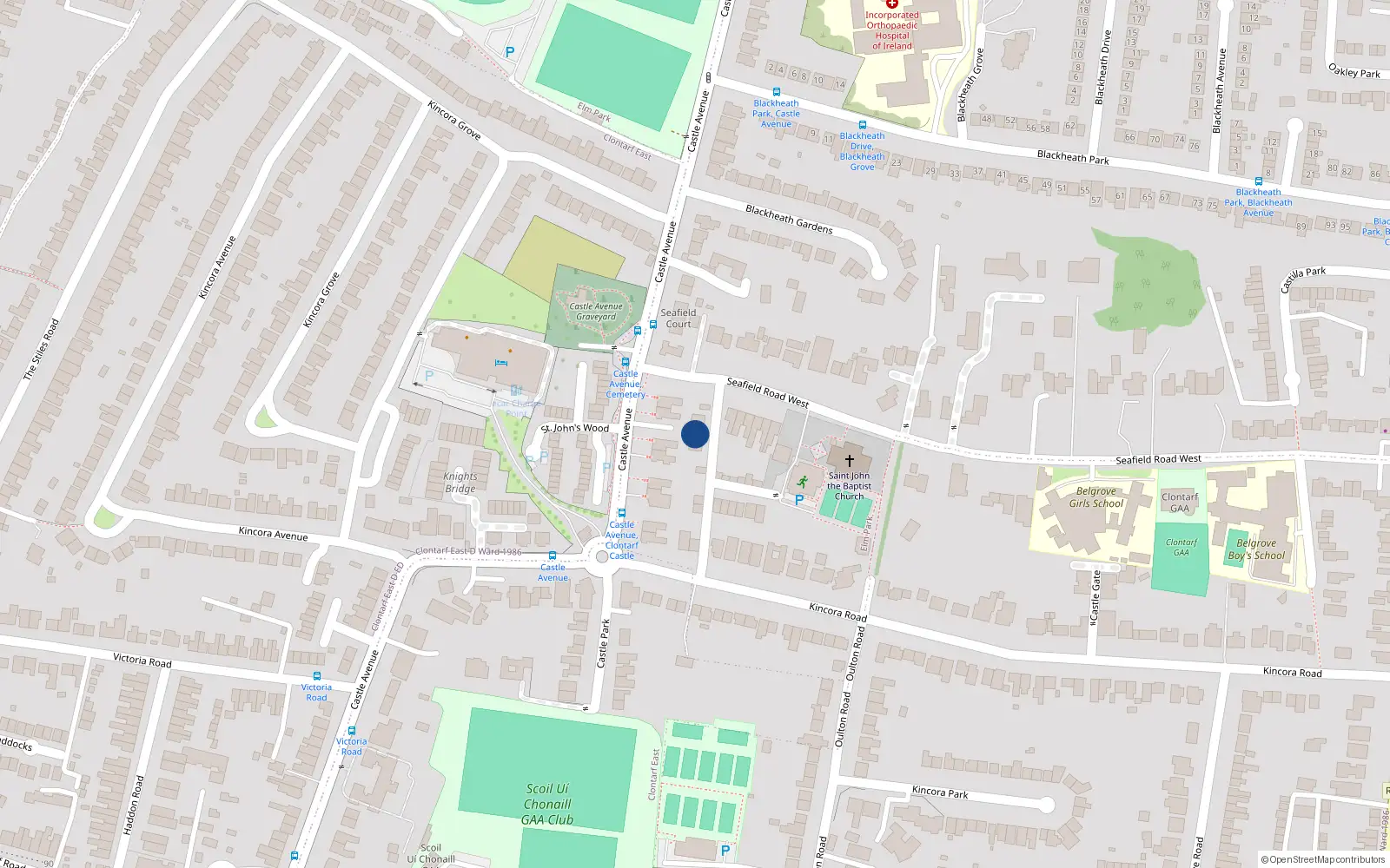 Overhead map showing the location of 20 Court View, 18 Castle Avenue, Dublin 3