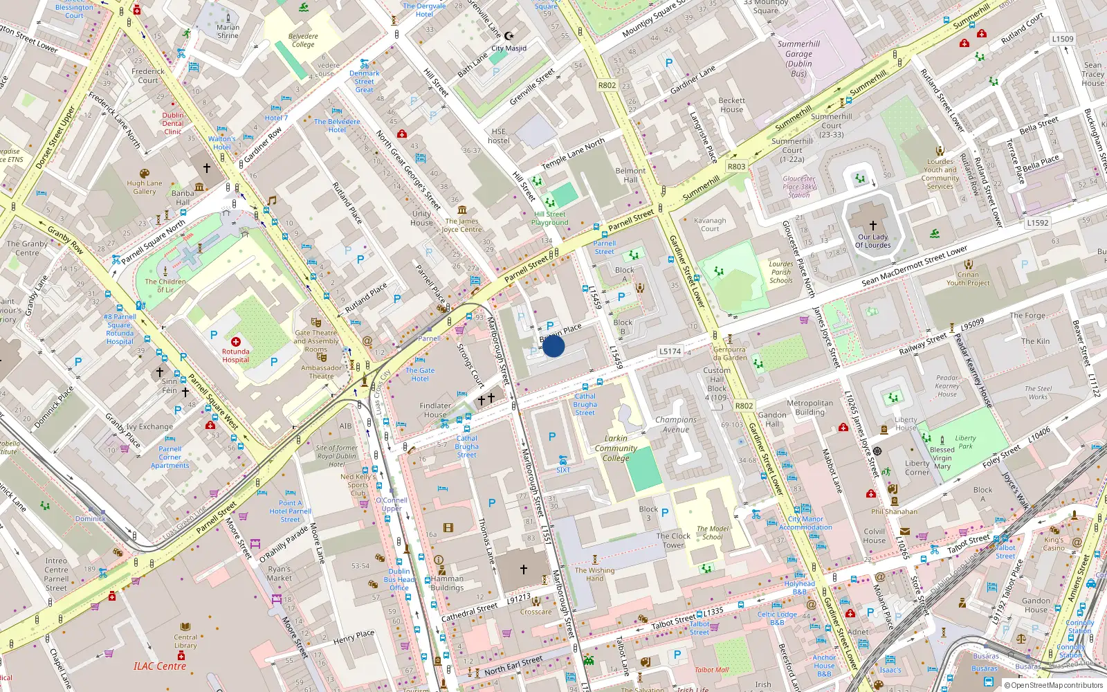 Overhead map showing the location of 20 Cumberland Row, Cumberland St, Dublin 1