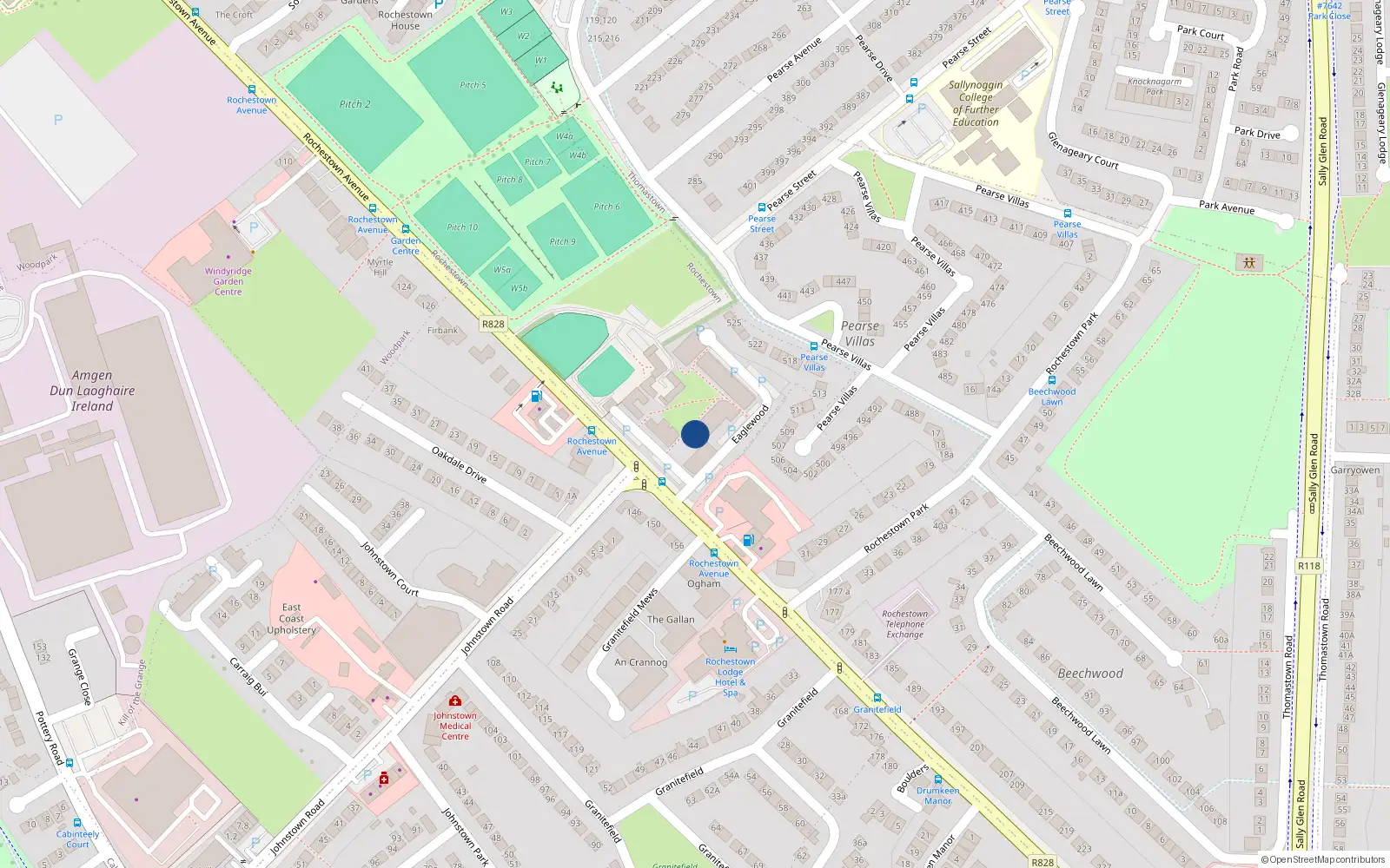 Overhead map showing the location of 20 Eaglewood, Rochestown Avenue, Dun Laoghaire