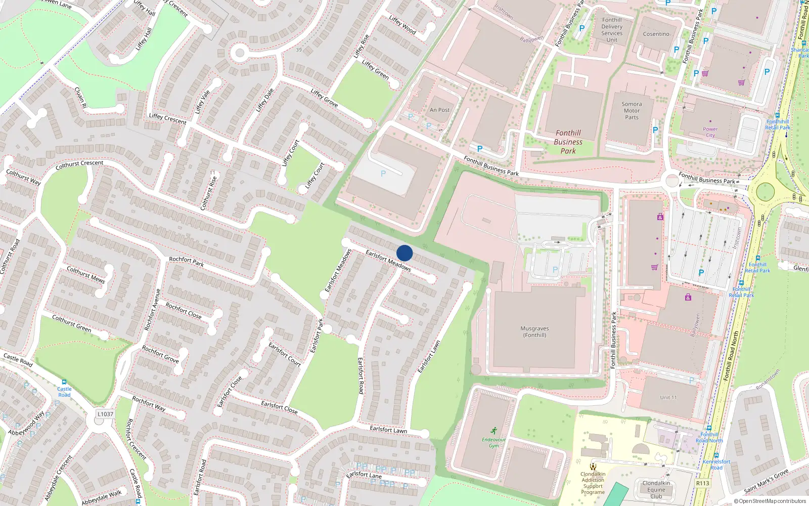 Overhead map showing the location of 20 Earlsfort Meadows, Lucan