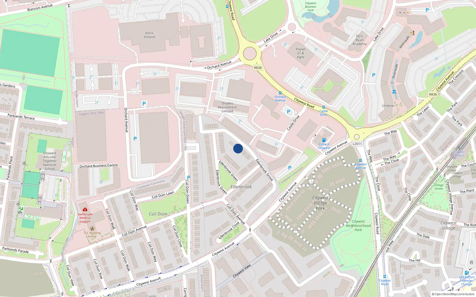 Overhead map showing the location of 20 Edenbrook Grove, Citywest