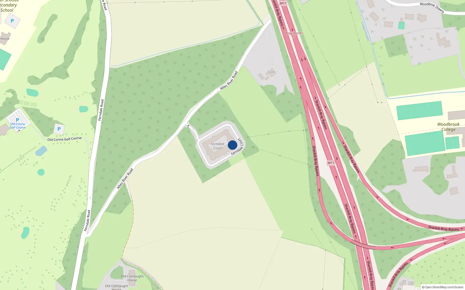 Overhead map showing the location of 20 Ferndale Court, Rathmichael, Co Dublin
