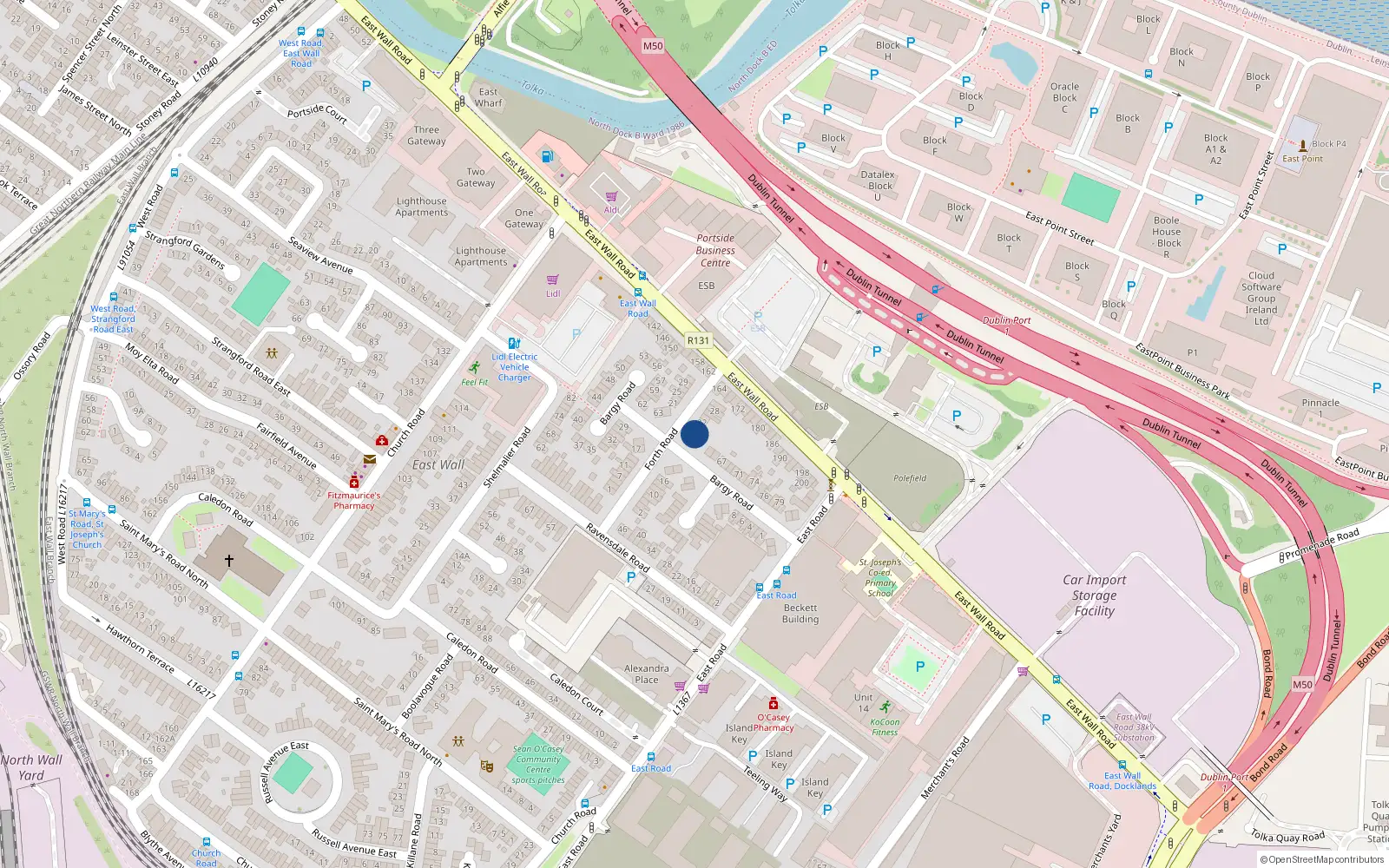 Overhead map showing the location of 20 Forth Road, Dublin 3